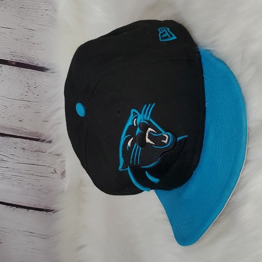 NFL Carolina Panthers 59fifty Fitted Hat Black & Blue Embroidered Mens Cap 7 1/8